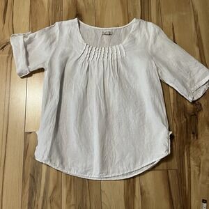 Lina Tomei Women's Small 100% Linen Shirt Pleats Beachy Cottage-core Made Italy